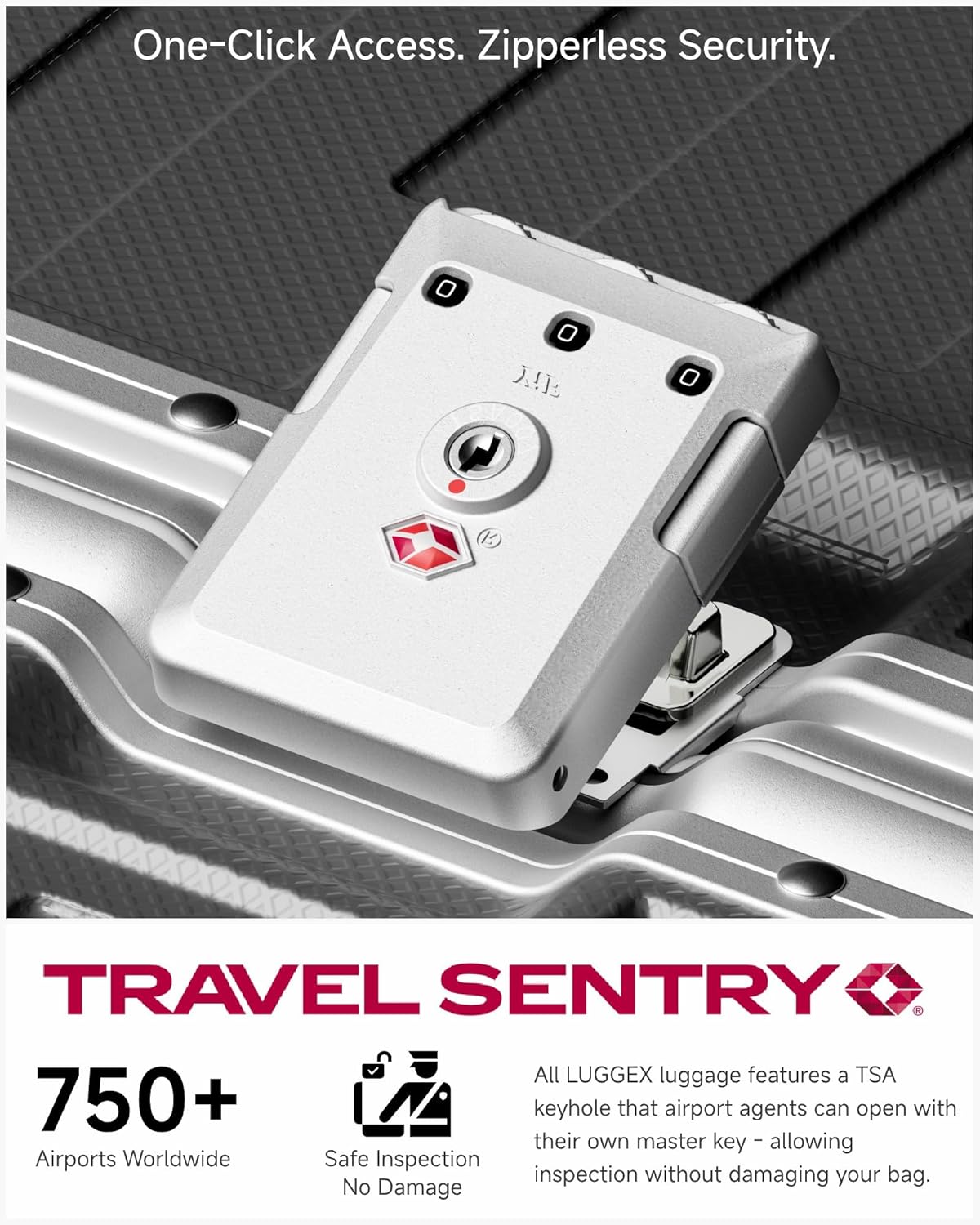 Carry On Luggage with Spinner Wheels, 8010S Aluminum Frame Zipperless Polycarbonate Hard Shell Suitcase (ZX-Core