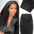 Kinky Straight Clip Ins Hair Extensions Human Hair Clip in Extensions | 110g Clip Ins Real Human Hair for Black Women