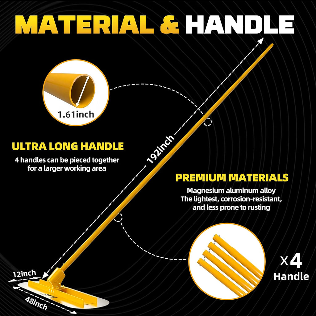 Stainless Steel Bull Float Concrete Tools 48"x12" inch,Round End, Board Kit trowel Tool Cement Tools Float Bracket
