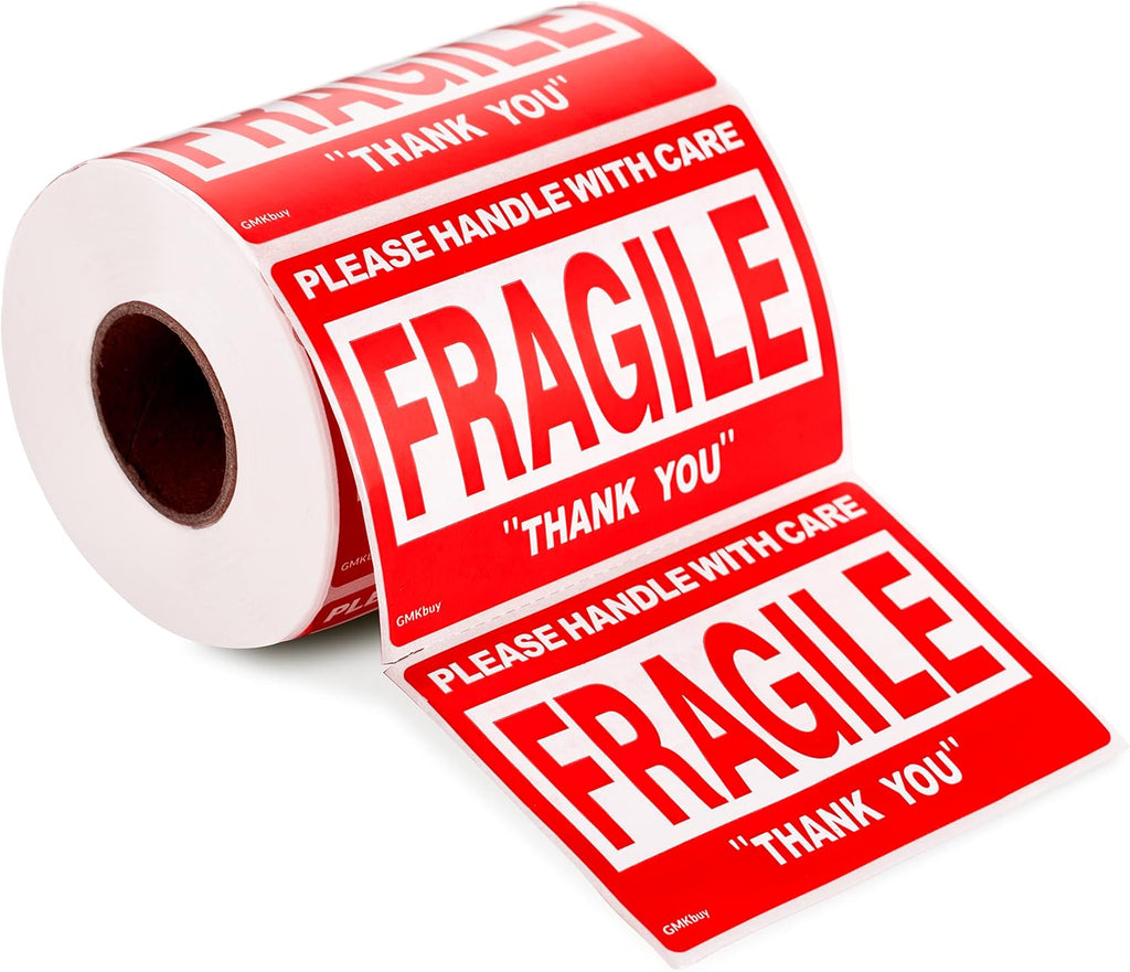3 x 2 Inch – 100 Fragile Stickers for Shipping & Moving – Easy Tear, Permanent Adhesive, Handle with Care Stickers