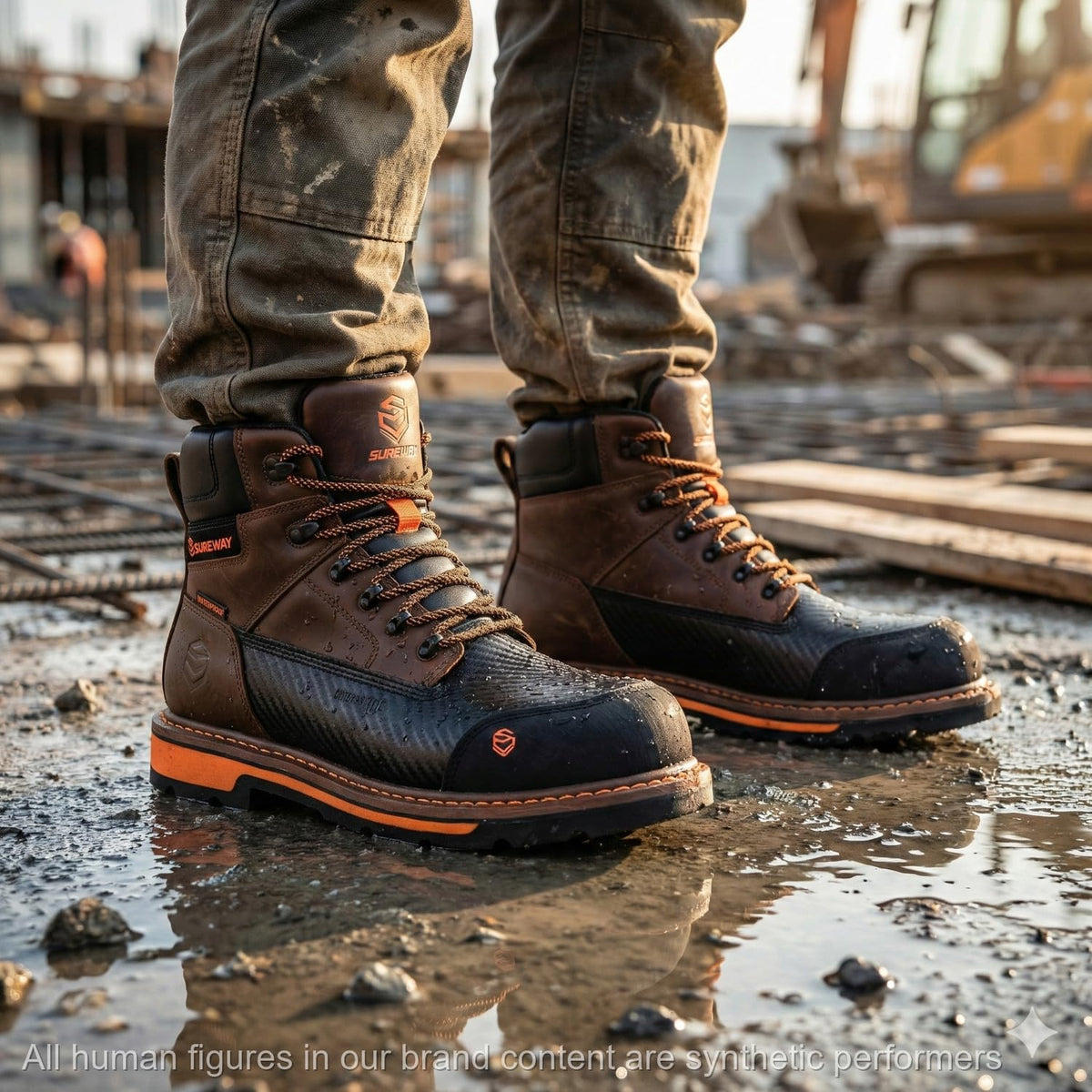 6in Waterproof Work Boots for Men, Leather, Composite Toe