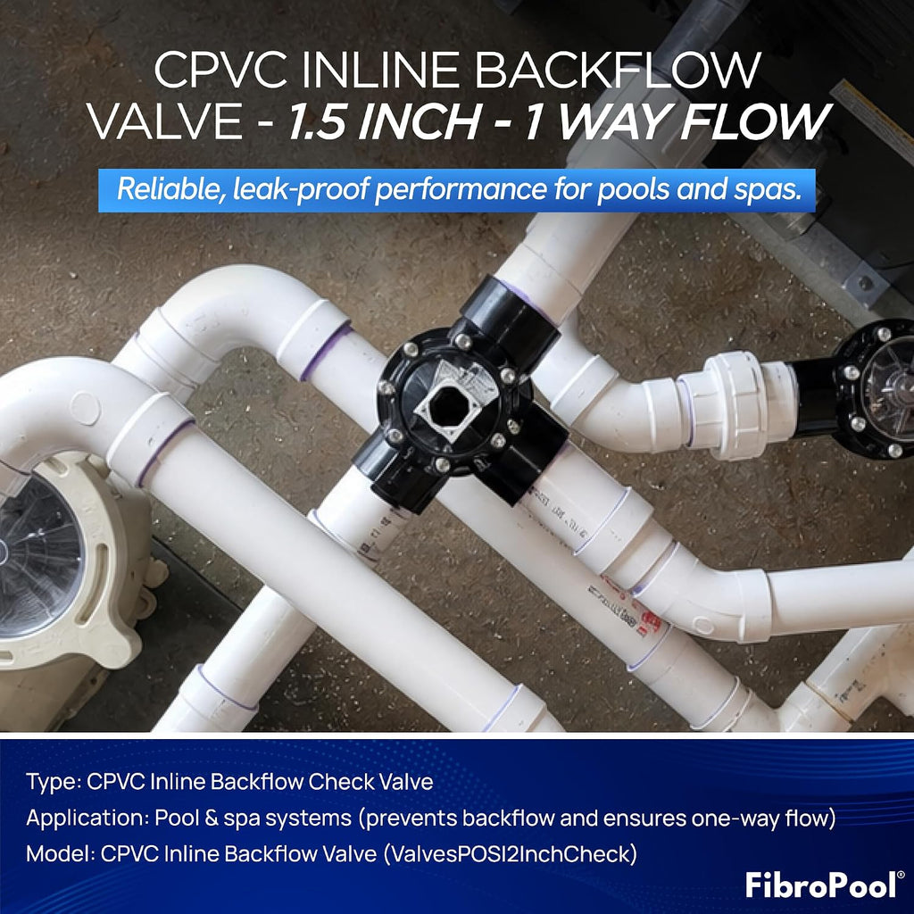 FibroPool Check Valve - 5 PSI Spring Loaded - 1.5 in - CPVC