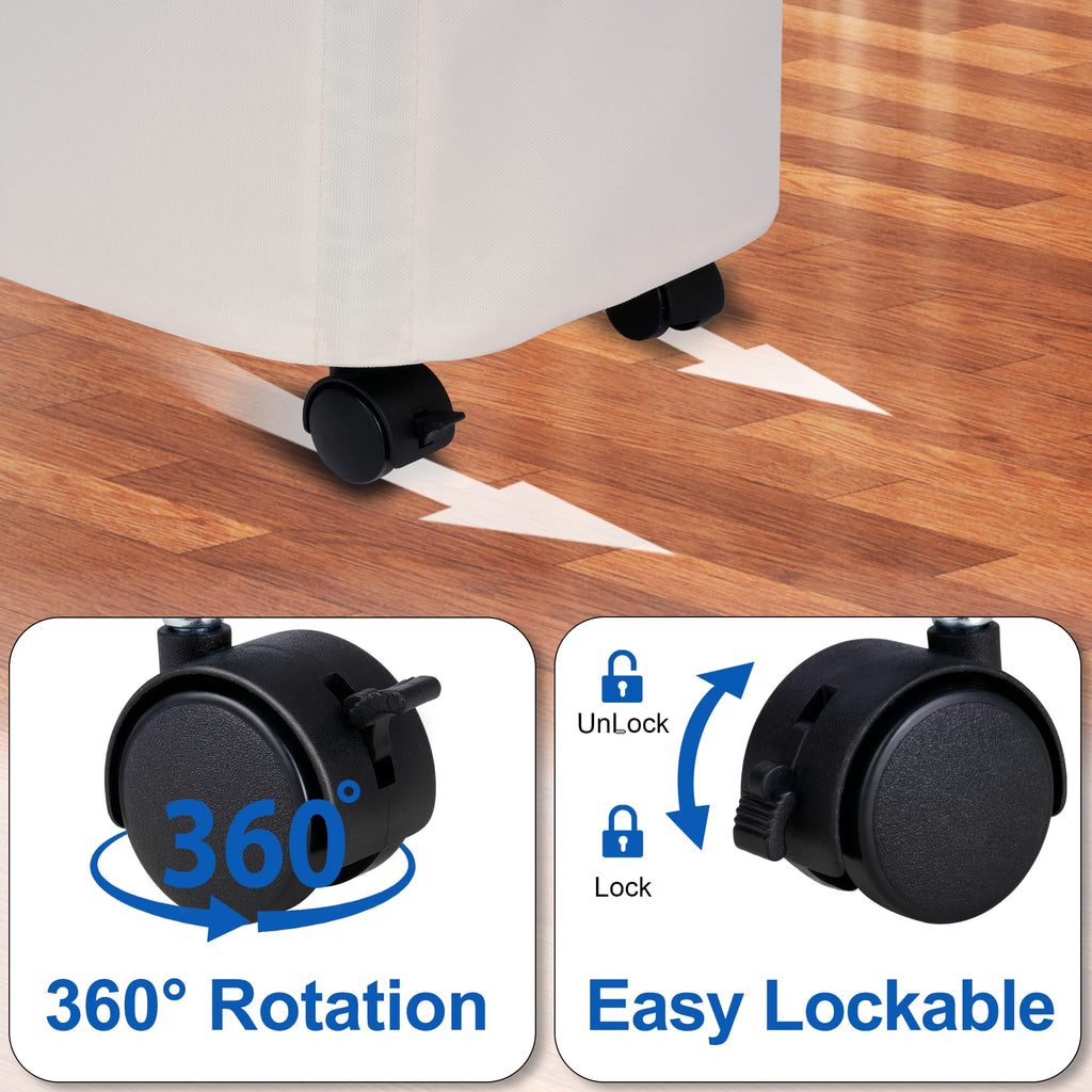 Slim Laundry Hamper with Wheels,15 Gal (55L) Rolling Laundry Basket with lid and wheels Clothes Hamper Foldable Tall