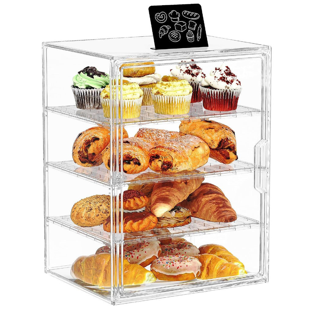 Bread Box, 4-Layer Adjustable Pastry Display Case, Transparent