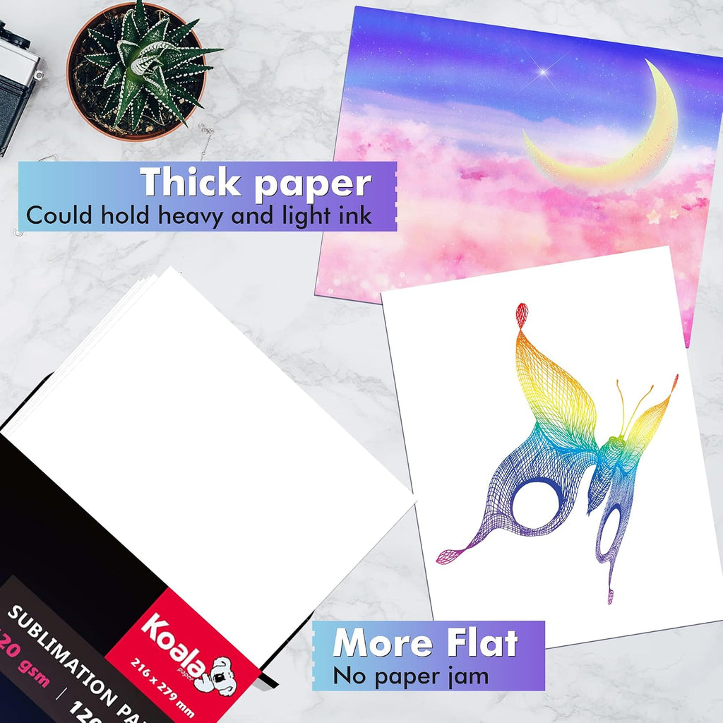 Sublimation Paper 8.5x11 Inch 120gsm 120 Sheets for DIY Mugs T-Shirts | Apply for Personalize Tumbler and Other