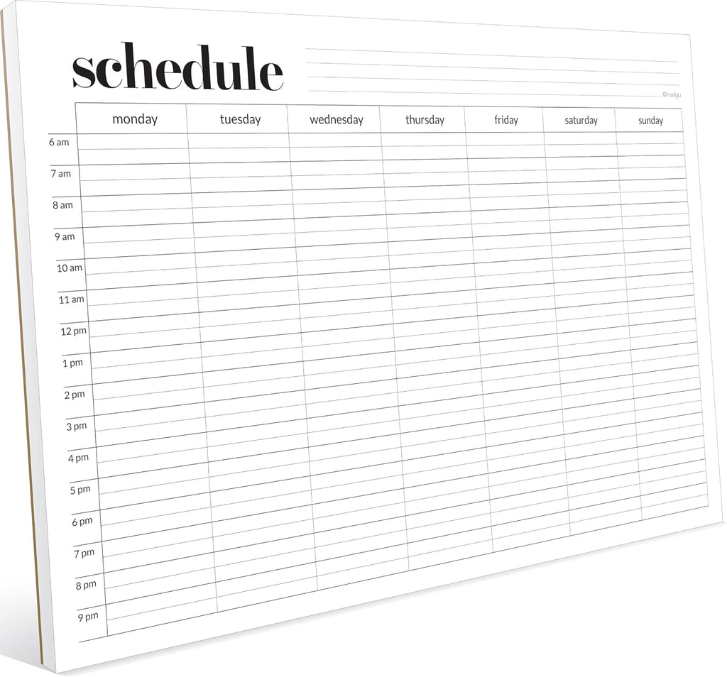 Weekly Schedule Pad, Tear Off Undated Weekly Planner Notepad, A4 Size (8,3" X 11,7"), Premium Thick Paper with