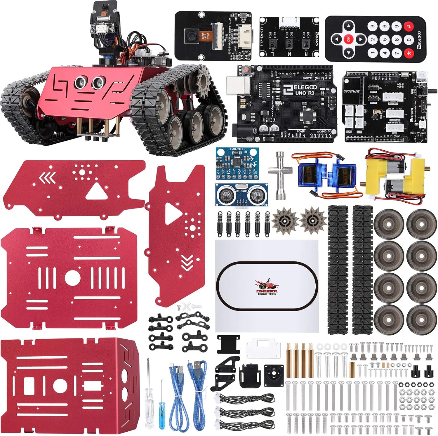ELEGOO Conqueror Robot Tank Kit with UNO R3, Compatible with Arduino | WiFi FPV Camera, Obstacle Avoidance, Line