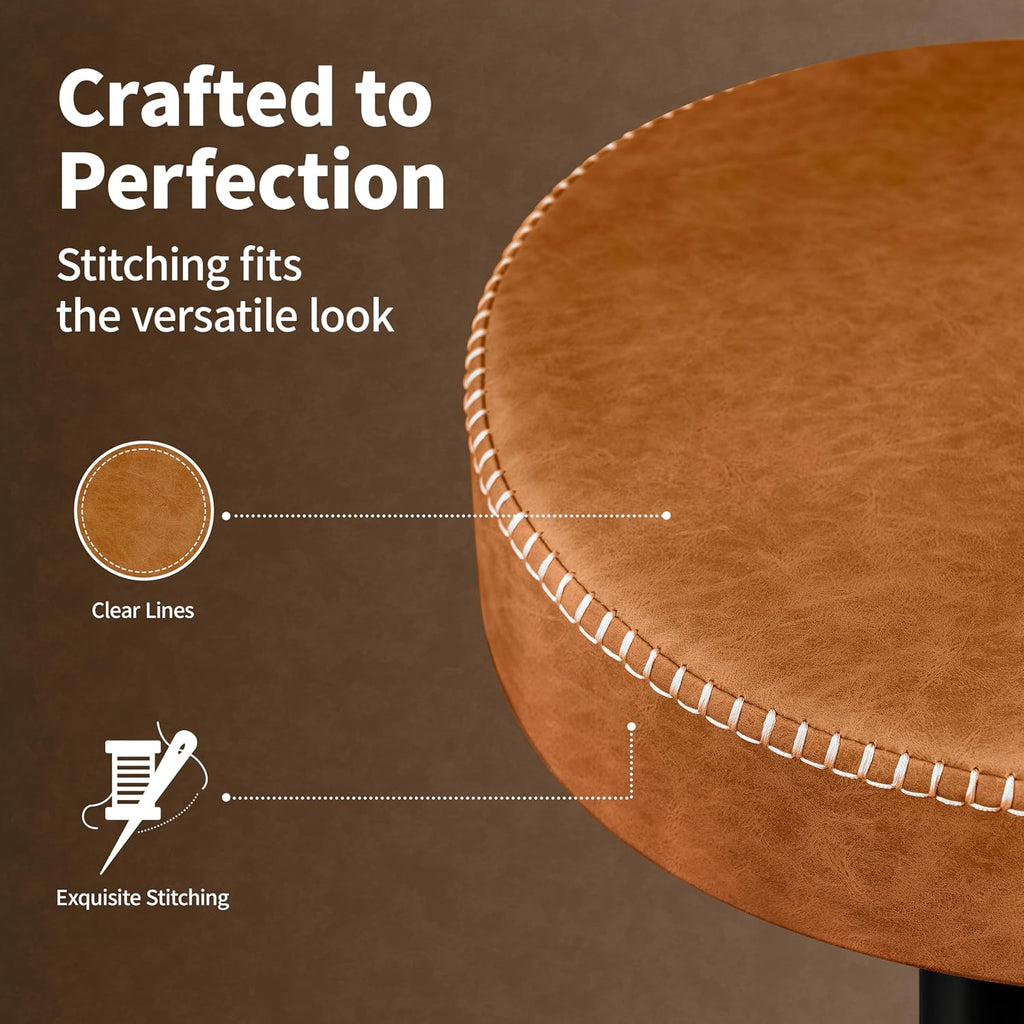 Tall Bar Stools Set of 2, Microfiber Leather Bar Height Stools