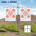 Adjustable Paper Target Stand, Frame with 8 Clips | Clear Bullseye Targets Sheet for Shooting Practice