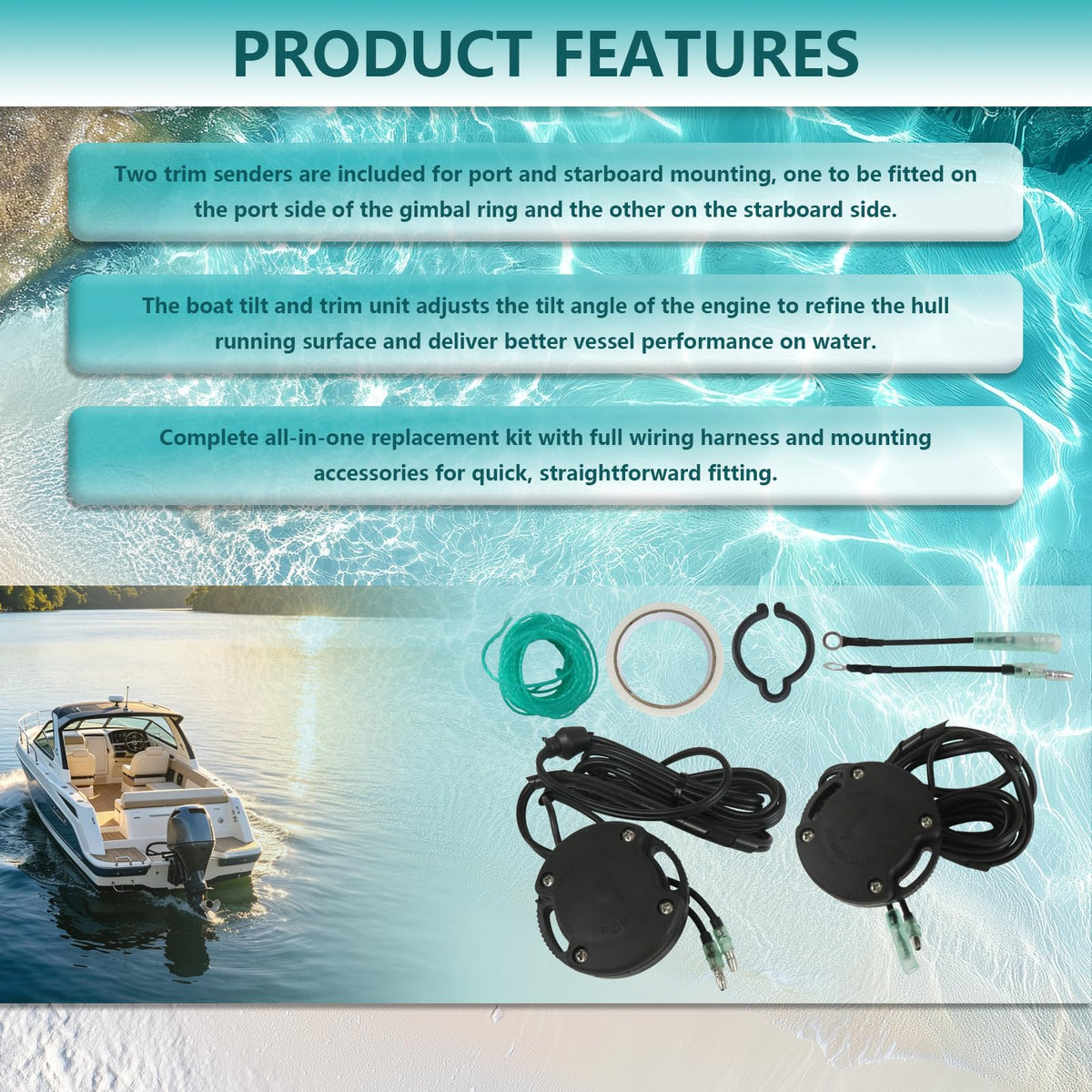 Qblahip Marine Trim Sender and Limit Kit Replacement for Sierra 18-7633 and for Mercruiser 88678A4, 88678A5, 96863A15