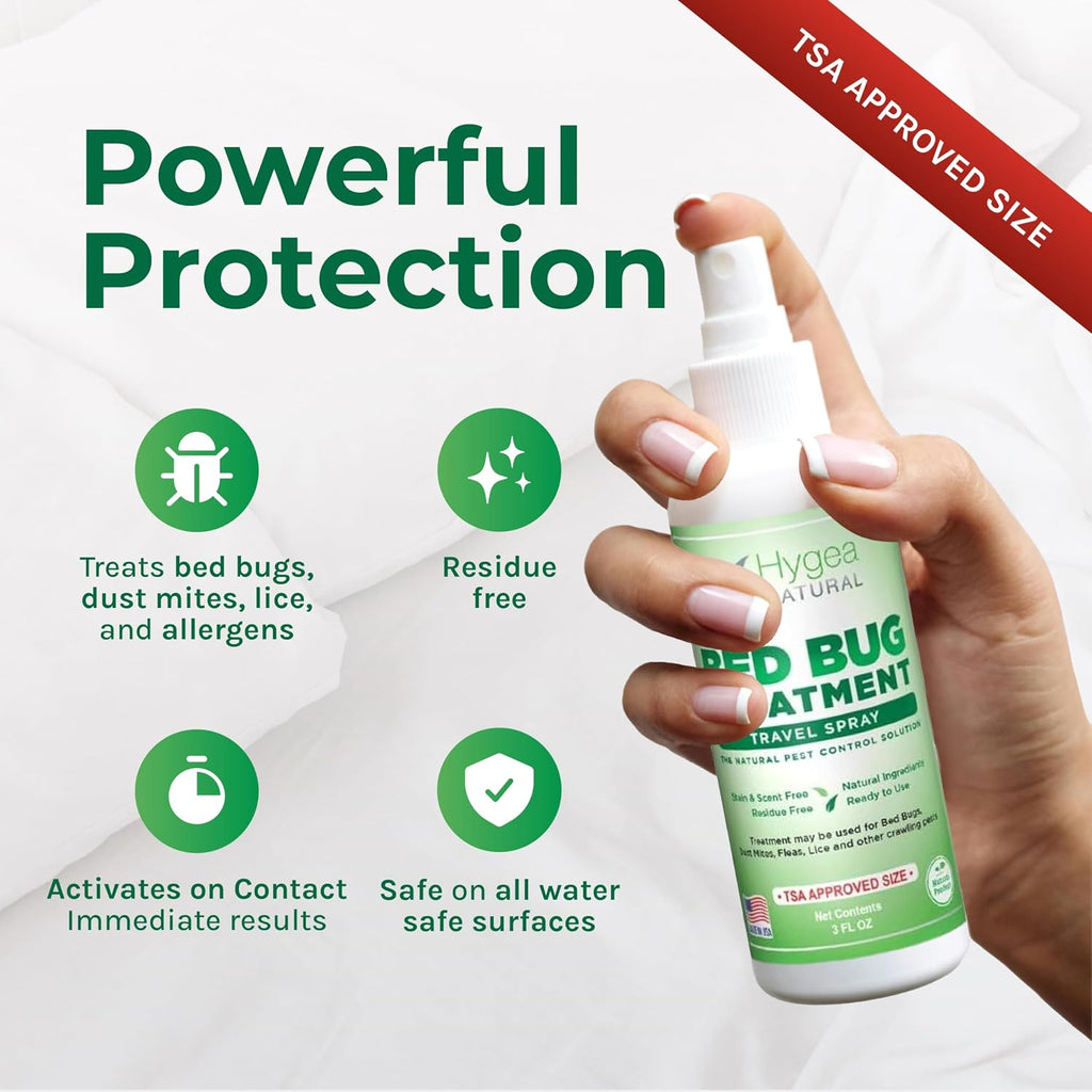 Bed Bug Lice & Mite Travel Killer Spray TSA Approved 3 oz | Child & Pet Friendly | Immediate Results | Hotels