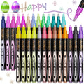 Easter Basket Stuffers, Double Line Pens, 26 Colors Shimmer Outline Marker, Self-Outline Metallic Pen Art Supplies
