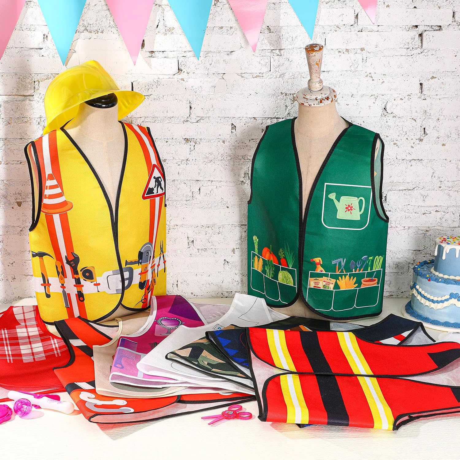 24 Pcs Kids Community Helper Dress Up Vest Career Cosplay Cloth Toddlers Occupation Pretend Play Costume