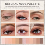 12 Colors Netural Nude Eyeshadow Palette with Brush, High Pigment Matte Shimmer Brown Eye Shadow, Netural Eyes