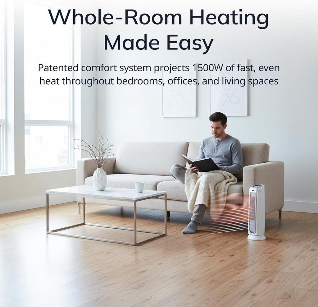 Oscillating Ceramic Tower Space Heater for Home with Overheat Protection, Timer, 22.5 Inches, Silver, 1500W, 5775 |