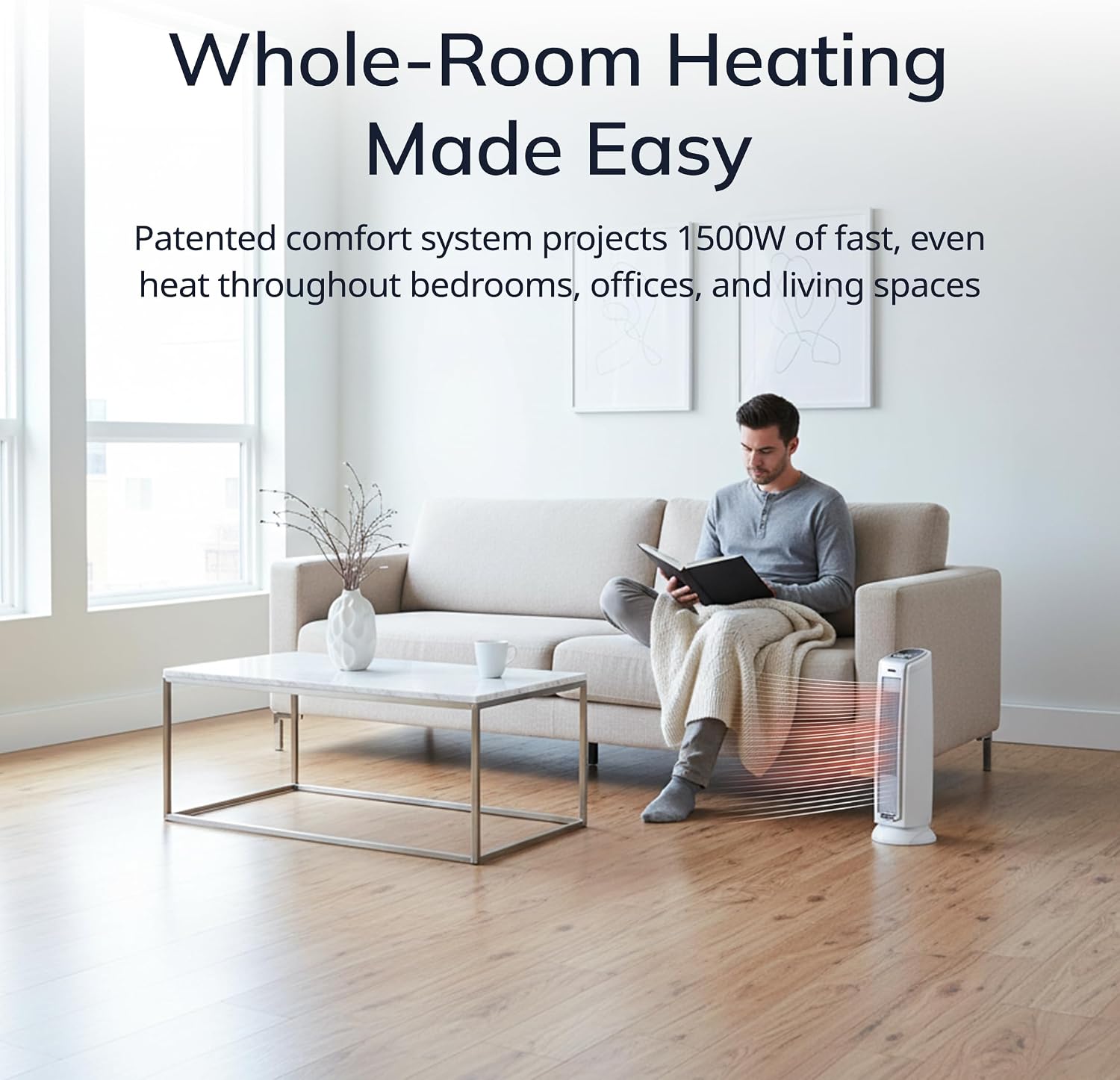 Oscillating Ceramic Tower Space Heater for Home with Overheat Protection, Timer, 22.5 Inches, Silver, 1500W, 5775 |