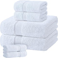 White Bath Towel Set of 6 - 100% Cotton Highly Absorbent Towels for Bathroom, 2 Luxury Bath Towels 650GSM, 2 Hand