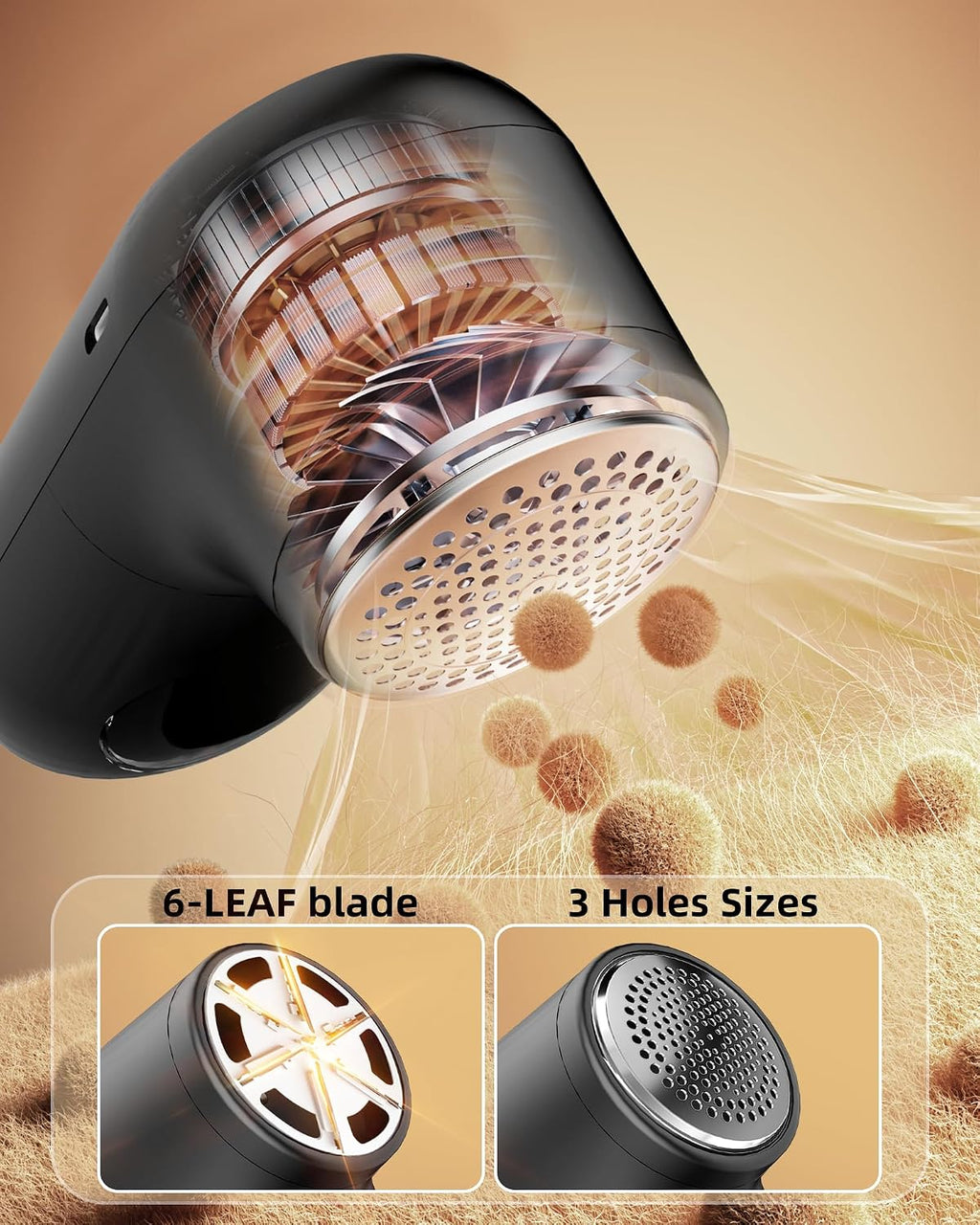 Fabric Shaver Lint Remover for Clothes, Portable Sweater Defuzzer | Rechargeable with LED Display, 3 Speeds, 2 Extra