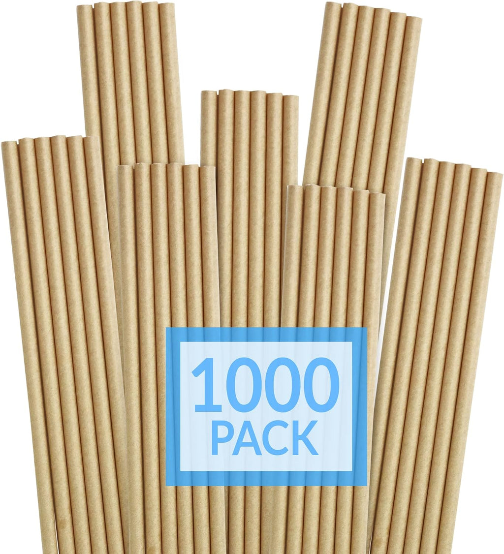1000 Pack Paper Straws (Kraft Brown) | Paper Straws for Drinking