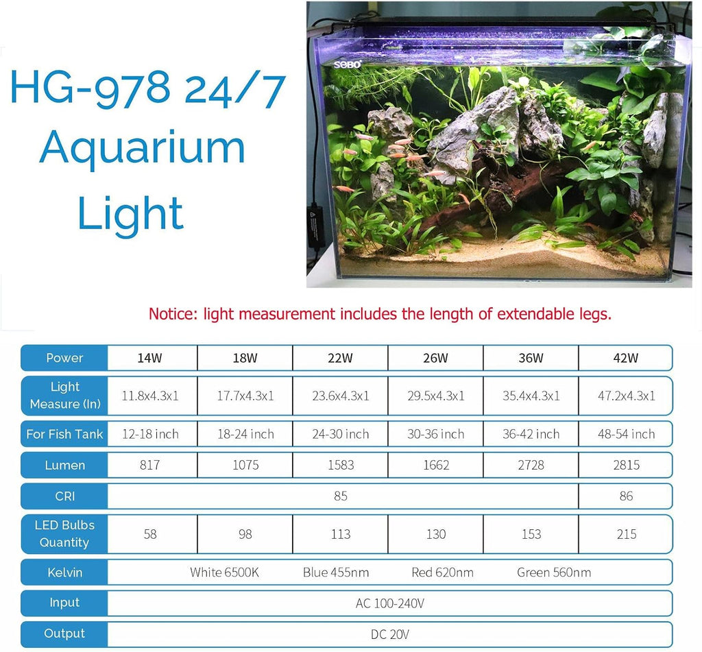 Advanced LED Aquarium Light with Timer, 24/7 Lighting Cycle & DIY Mode, Full Spectrum Fish Tank Light for 12-17 in