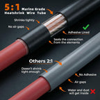 TKDMR 530 Pcs 5:1 Heat Shrink Tubing Kit, Marine Grade Adhesive Lined