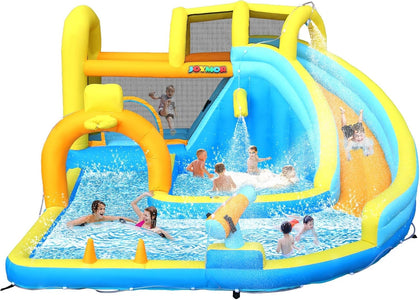 Inflatable Water Slide – Heavy Duty Bounce House with Deep Splash Pool & Blower – Inflatable Water Park for Backyard