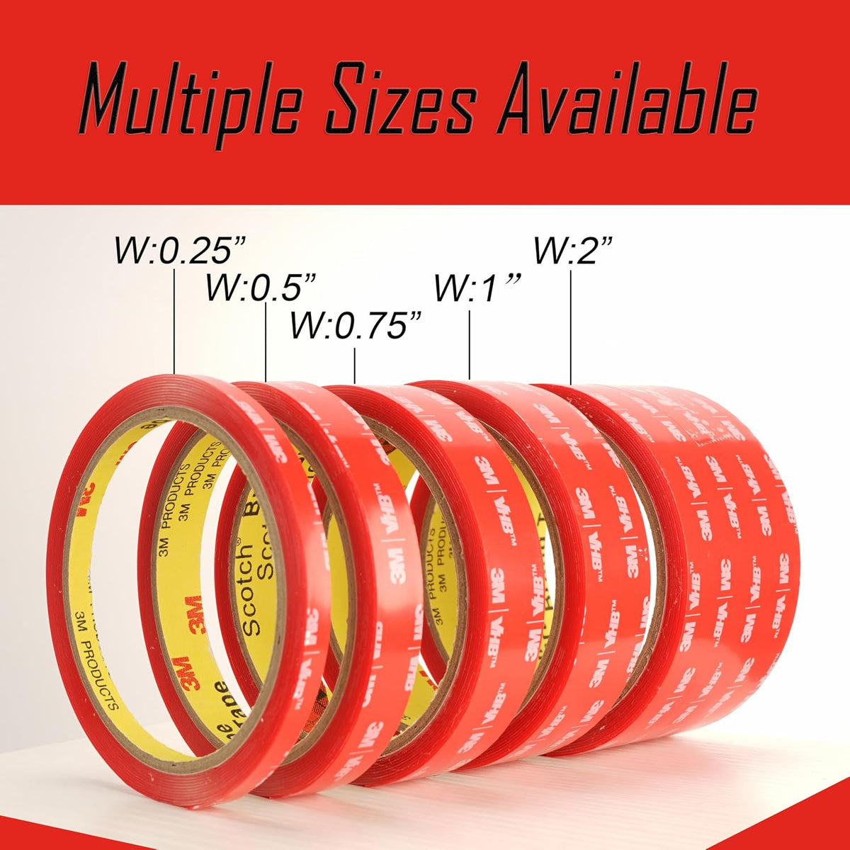 3M Clear Double Sided Tape Heavy Duty Made of VHB 4905 1/4 inch x 10 ft, Ultra Thin Strong Adhesive for Electronics