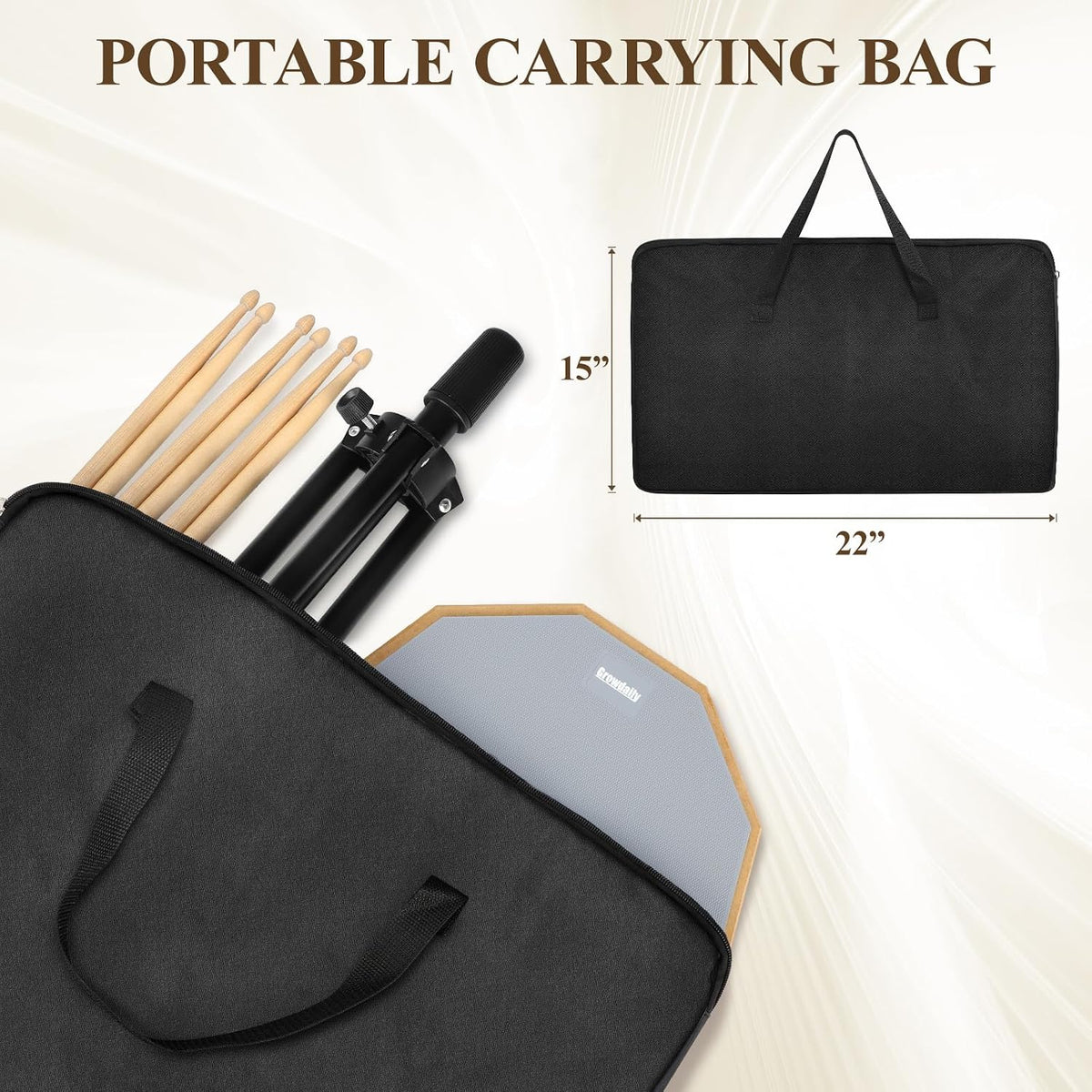 Drum Practice Pad Snare Drum Stand Set 12 In | With Double Sided Silent Drum Pad, Drum sticks,Carrying Bag Adjustable