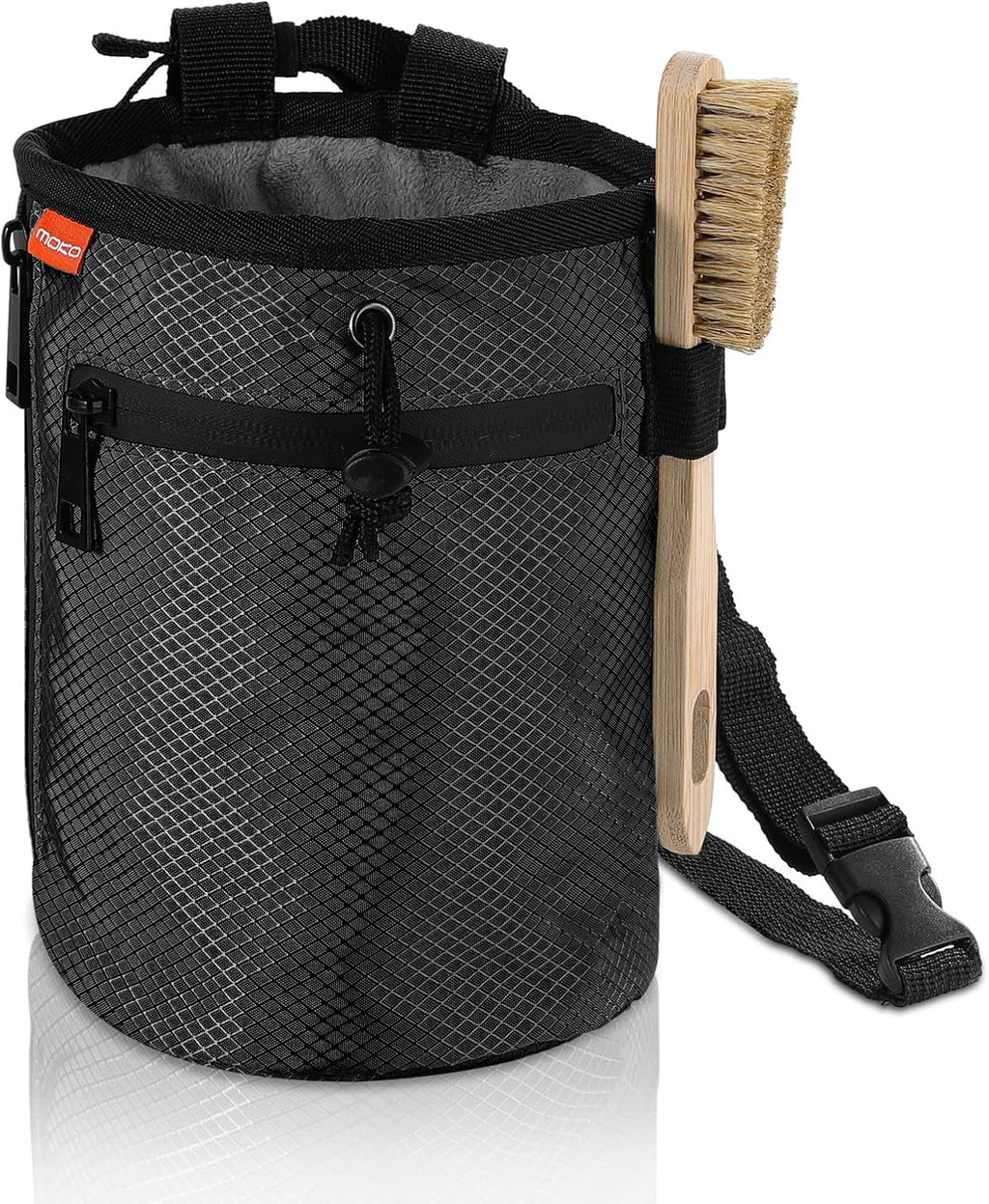 Rock Climbing Chalk Bag, Bouldering Chalk Pot Bucket with Adjustable Belt & Carabiner Drawstring Climbing Gear for