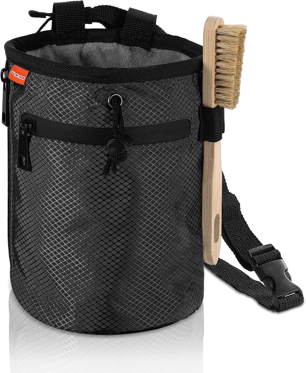 Rock Climbing Chalk Bag, Bouldering Chalk Pot Bucket with Adjustable Belt & Carabiner Drawstring Climbing Gear for