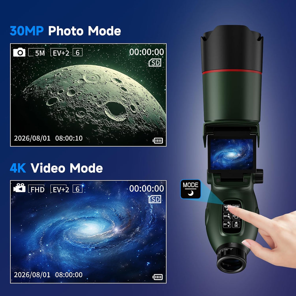 Smart Telescope with App & Remote, 4K Electronic Astronomy Telescope for Astrophotography with Dual Screen for Adults