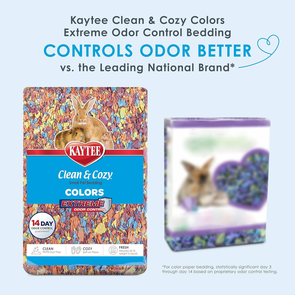 Clean & Cozy Colors, Small Animal Bedding with Extreme Odor Control, Kaleidoscope, 49.2 Liters