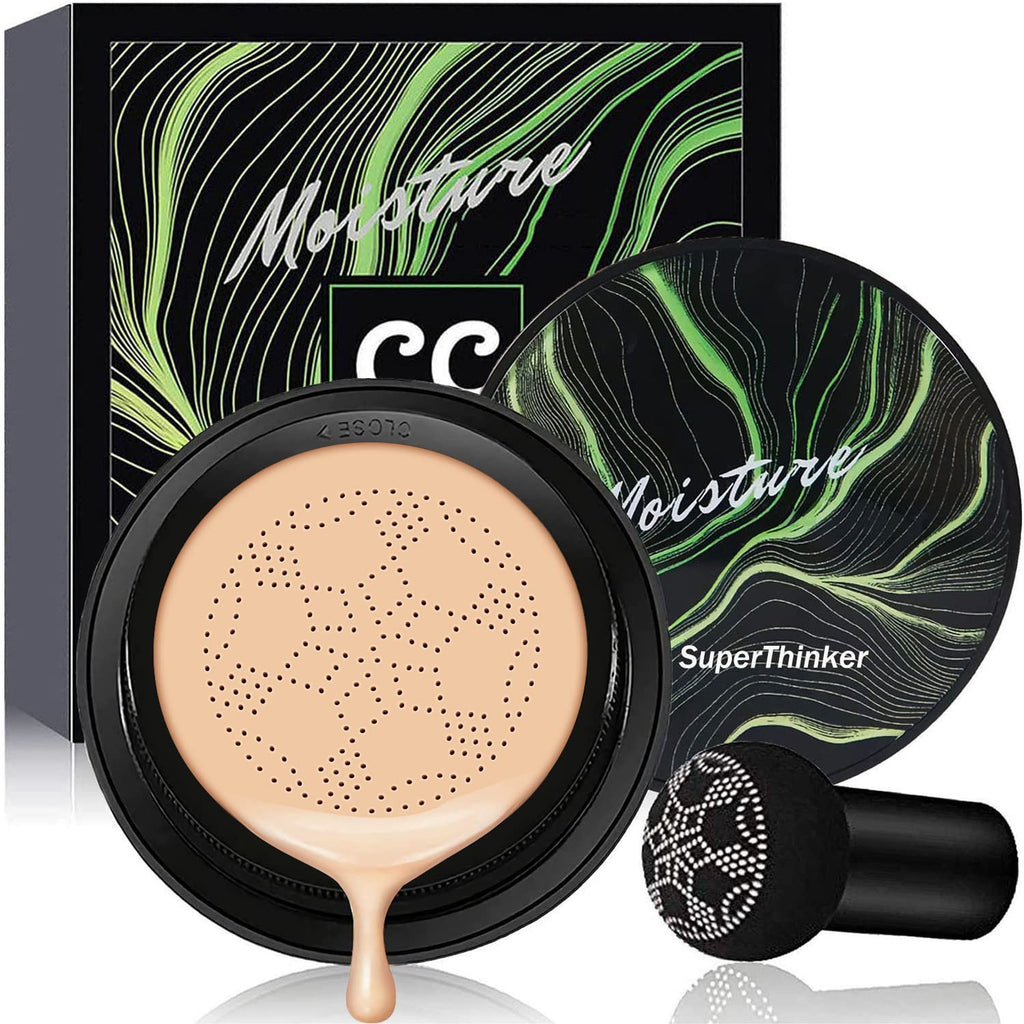 Cushion Foundation Concealer for Women, Face Makeup Air Cushion CC Cream Foundation for Mature Skin, Even Skin Tone