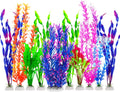 Fish Tank Plants, 10 Pack Artificial Aquarium Plants for Decorations (Blue)