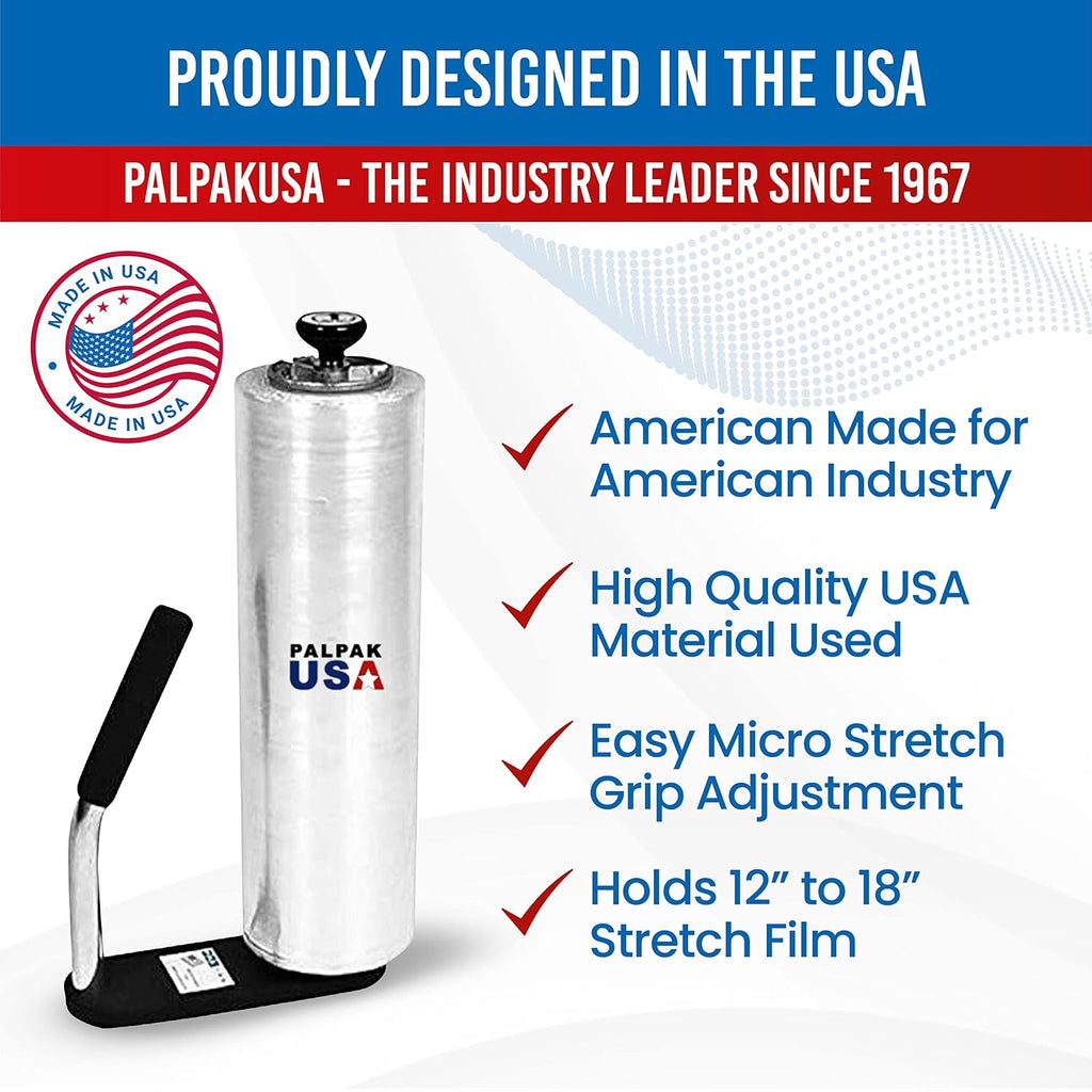 Made in USA! Industrial Strength Stretch Film Dispenser - Palpak100 Light Weight Pallet Wrapper – Tension Knob