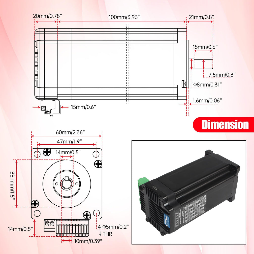 CNCTOPBAOS Integrated Nema24 Closed Loop Stepper Motor 3.5N.m 5A DC24V-50V