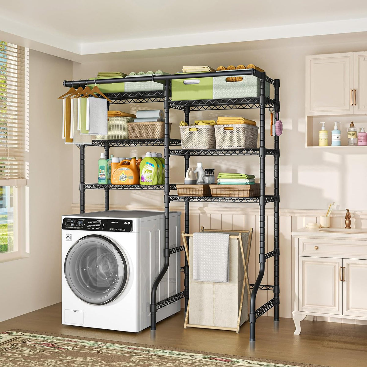 U13 Over Washer and Dryer Storage Shelves, Laundry Room Standing Shelf