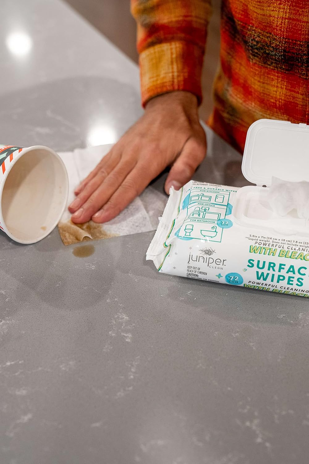 3 Pack Surface Cleaning Wipes with Bleach, All-Purpose Cleaner for Bathroom, Kitchen, Office, 216 Count Soft Flow