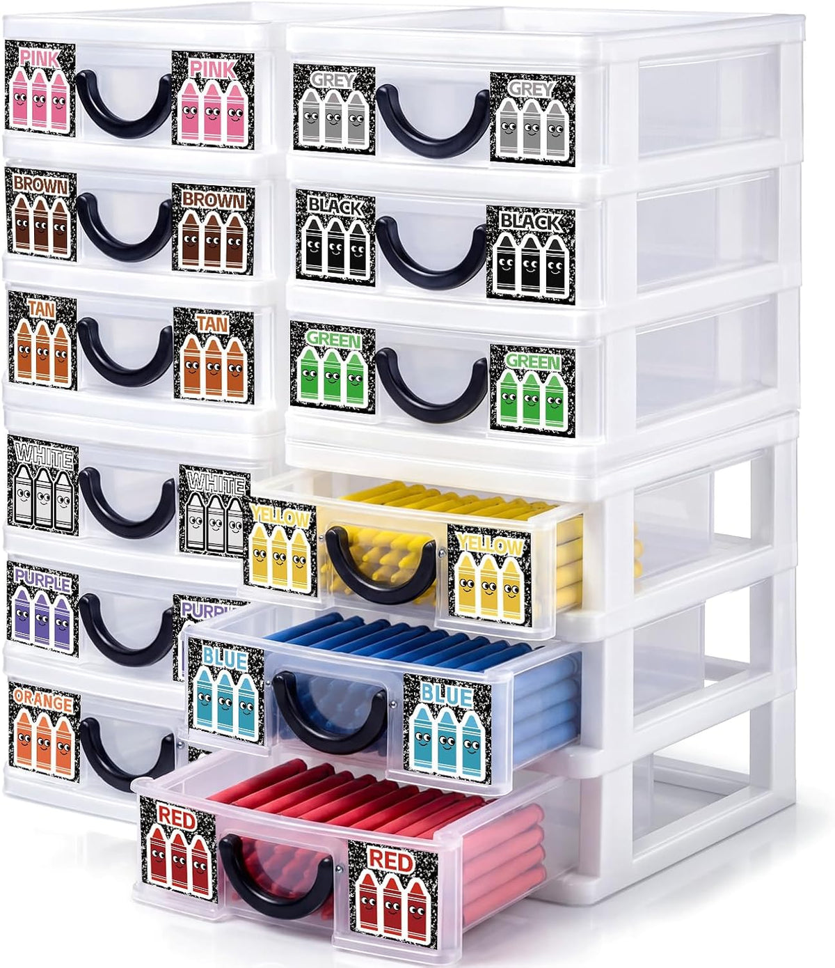 12 Pcs/ 4 Pack Plastic Crayon Organizer for Classroom Back to School