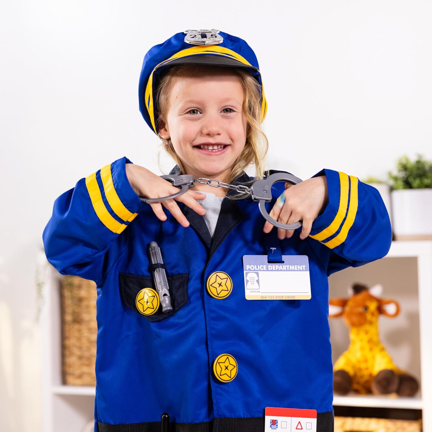 Melissa & Doug Police Officer Costume, 8-Pc Pretend Play Dress Up, Badge, Handcuffs & Accessories, Role Play Toys for