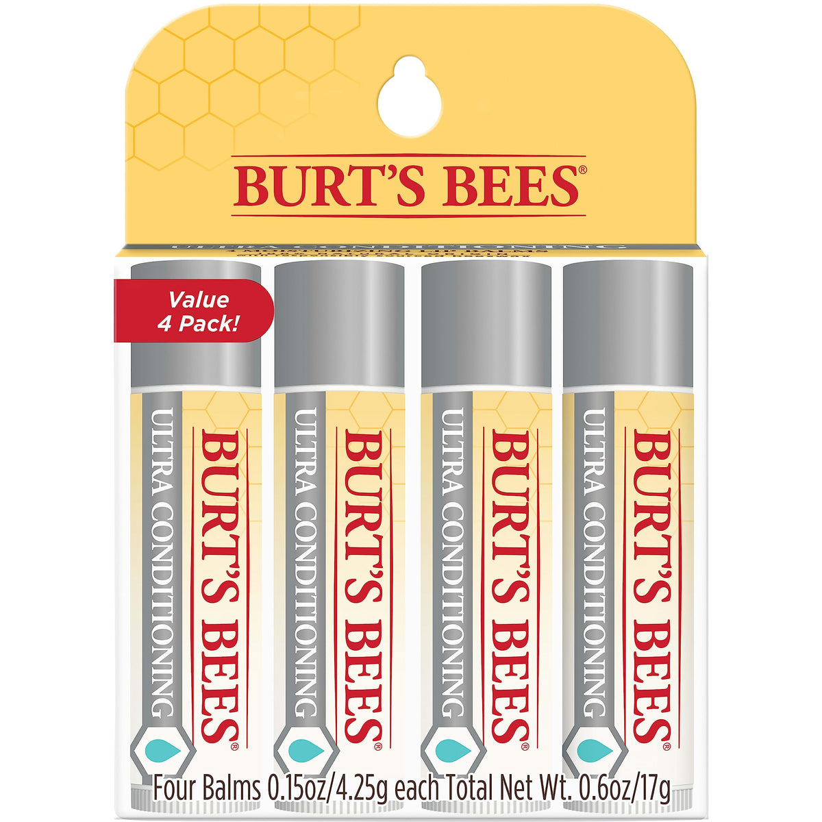 Lip Balm, Moisturizing Lip Care, 0.15 oz., 4 Tubes