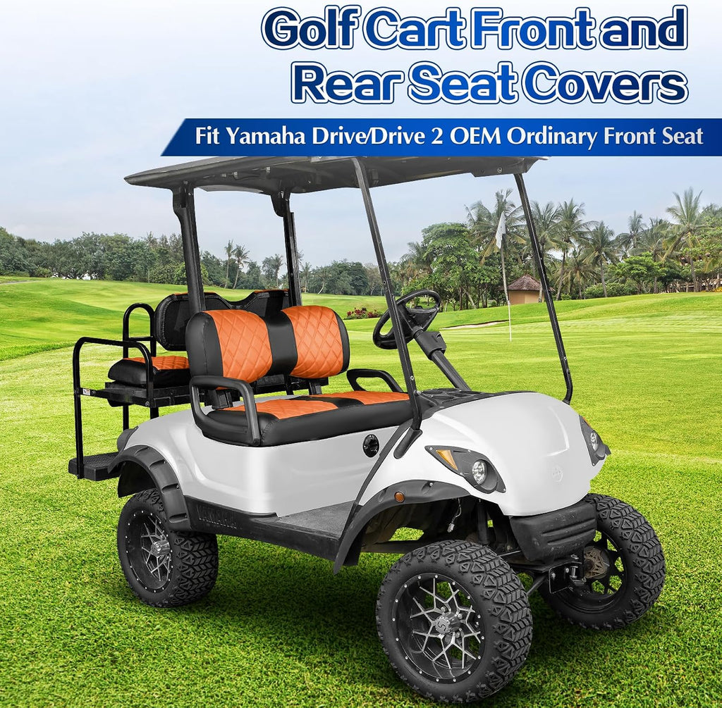 NOKINS Golf Cart Diamond Seat Covers 4-Piece for Yamaha Drive/Drive2