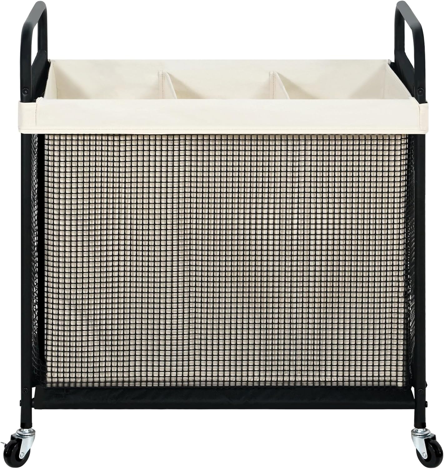 Laundry Hamper 3 Section, 120L Rolling Laundry Sorter Cart with Removable and Washable Liner Bag, Clothes Hamper with