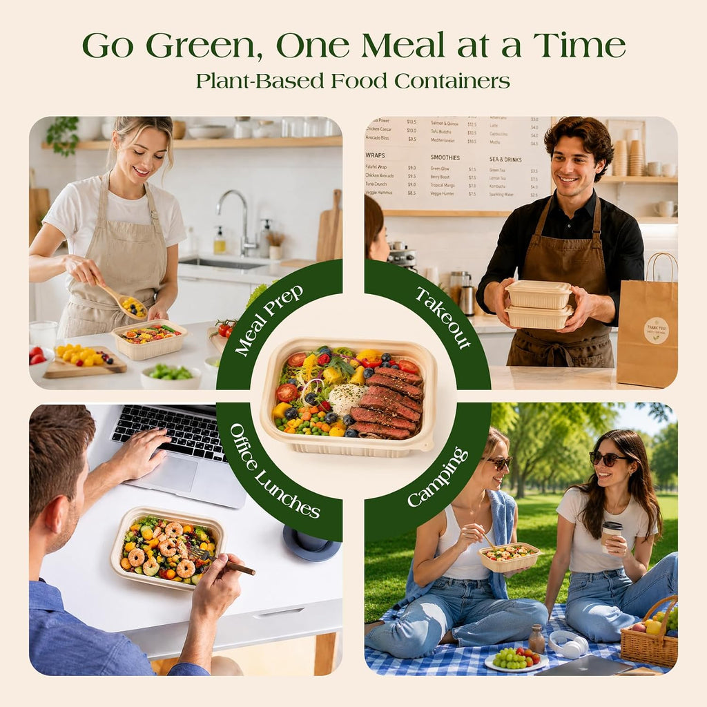 Glotoch 50 Pack (100-Piece) 22oz Food Containers with Lids Reusable