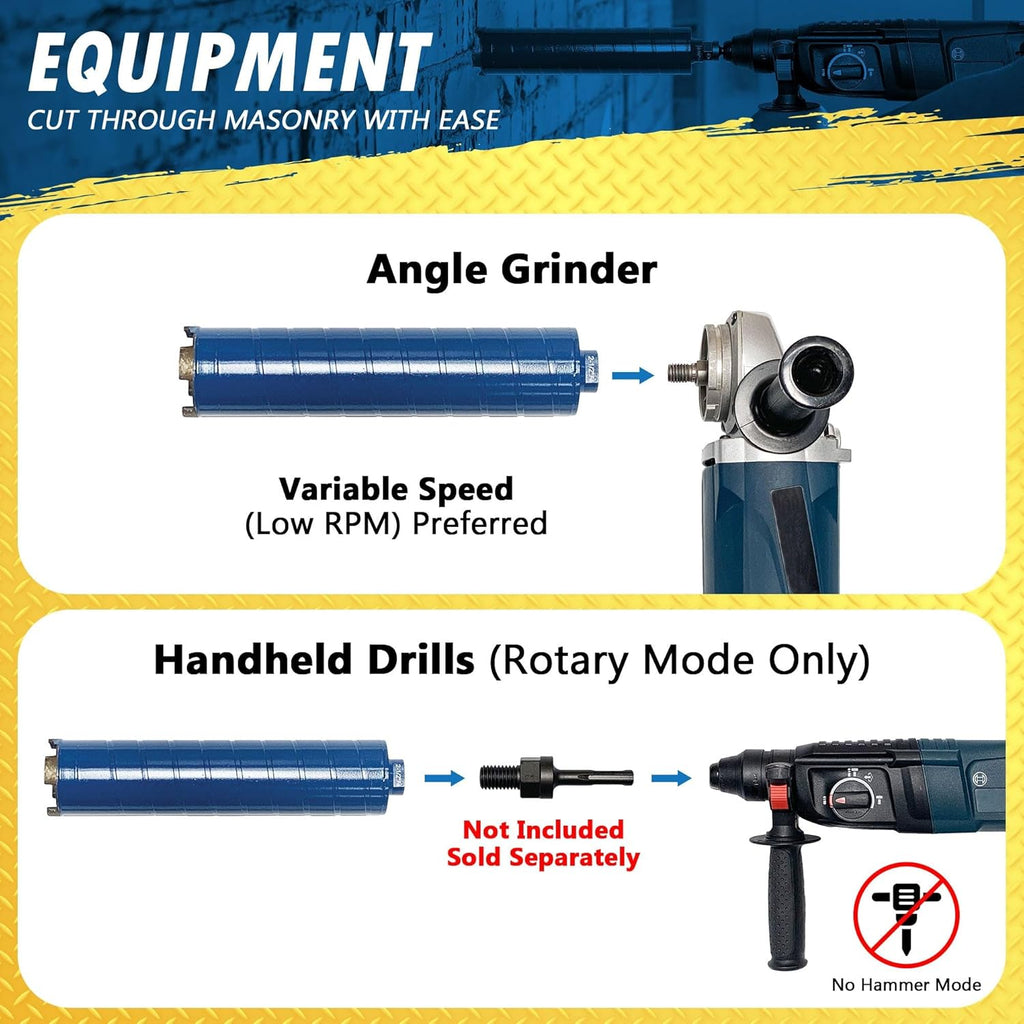 2-1/2" Dry Diamond Core Bit for Brick & Block Drilling, 5/8"-11 Arbor | Core drilling into masonry, brick, block, and