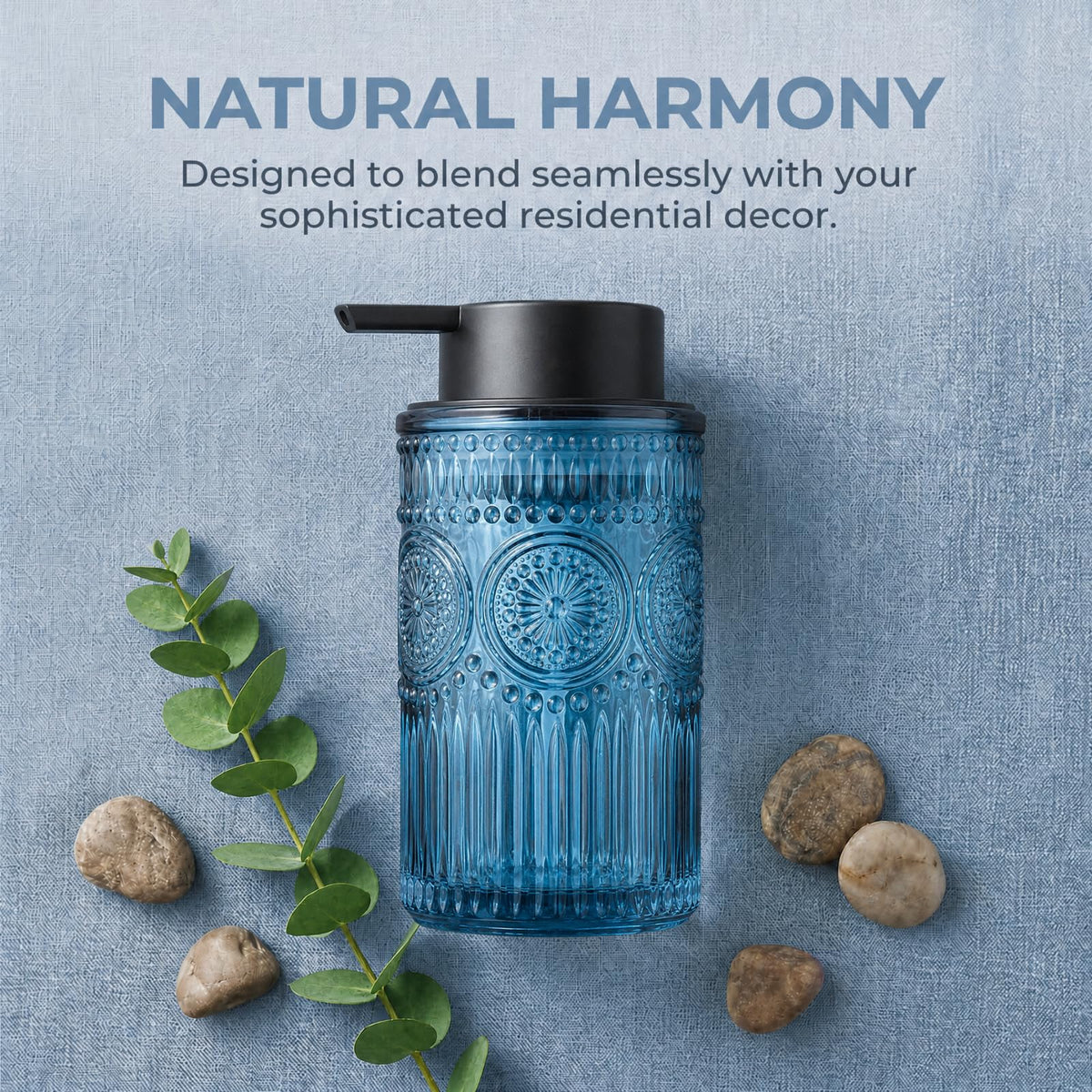 Blue Glass Foaming Hand Soap Dispenser