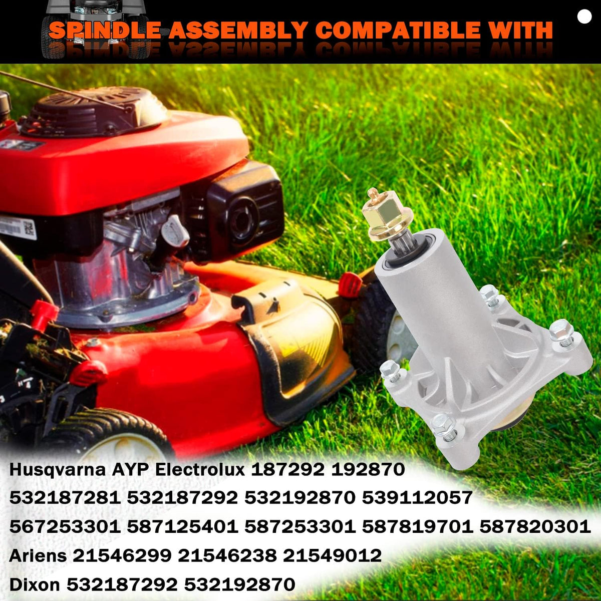 KOOTANS 187292 Spindle Assembly Fit for Husqvarna 587820301 587819701 532187281 587125401 532192870 532187281 539112057 YTH22V46 YTH24V48, Ariens 21546238 21549012 and 42" 46" 48" 54" Mower Deck