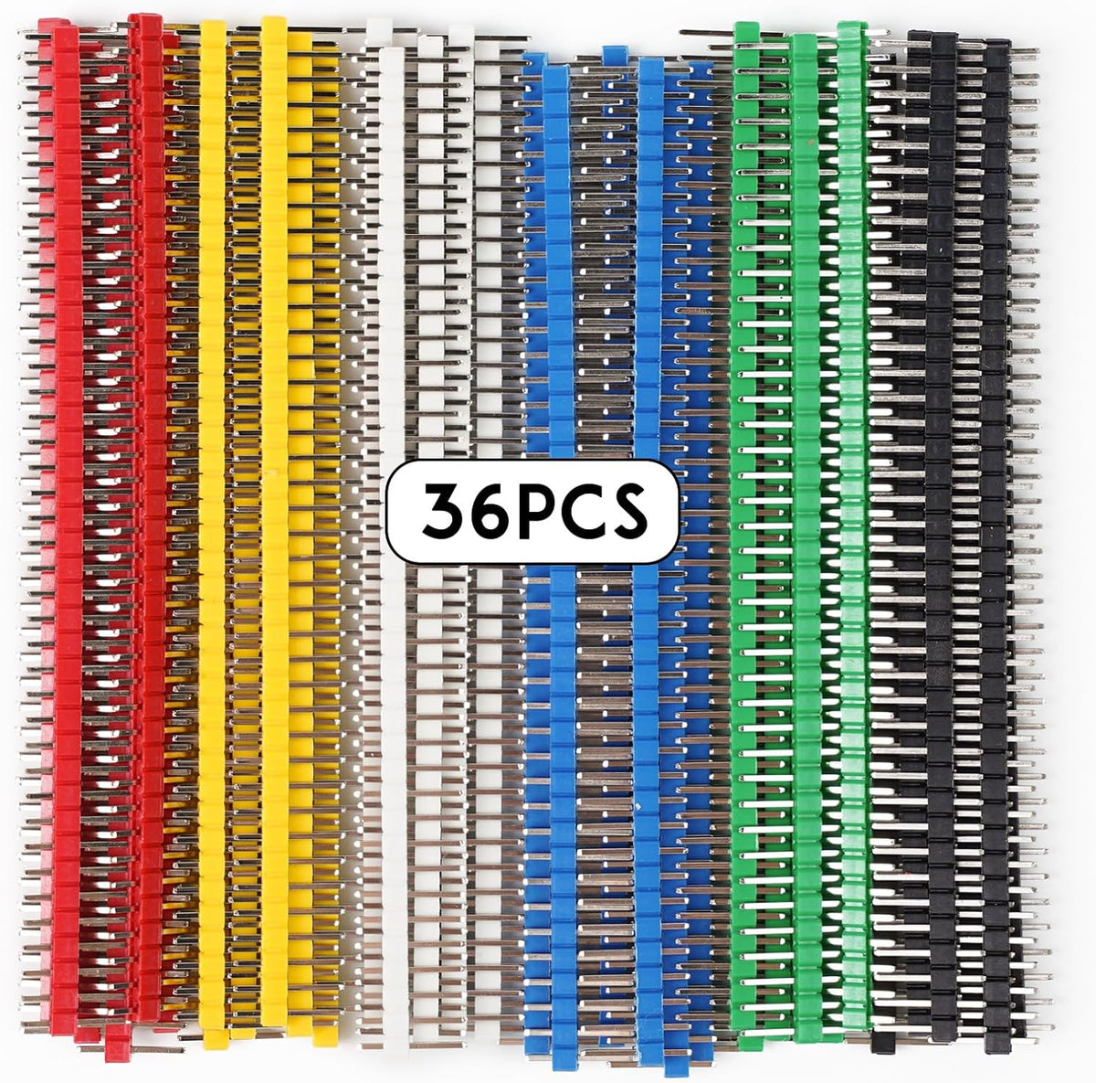 36pcs 40 pin Breakable Pin Header 2.54mm Single Row Male Header Connector Kit for PCB Connector Machine Breadboard Electronic Circuit Board(Male)