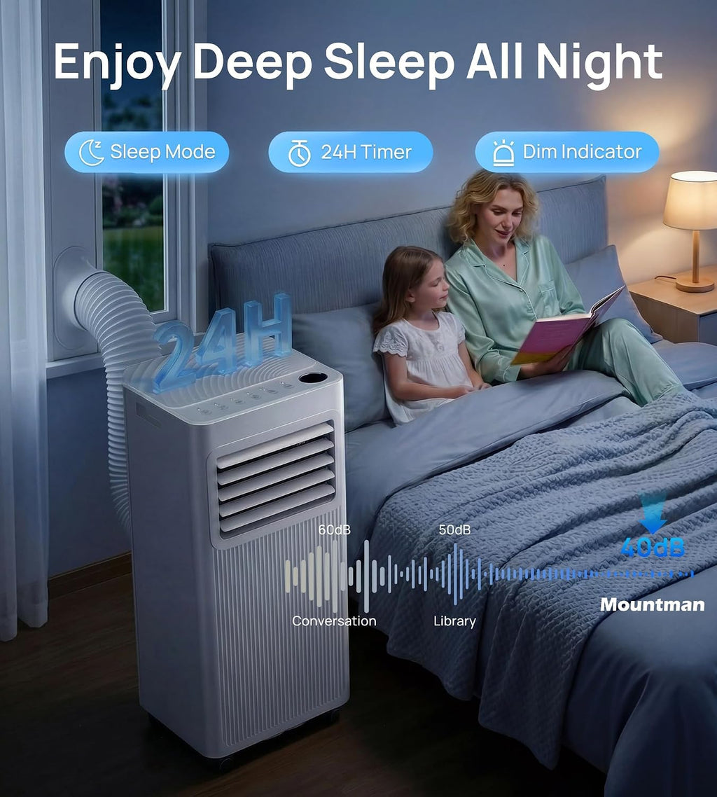 10,000 BTU Portable Air Conditioners,4-In-1 Portable AC Unit with Cool, Fan, Dehumidifier,Sleep,24H Timer,LED
