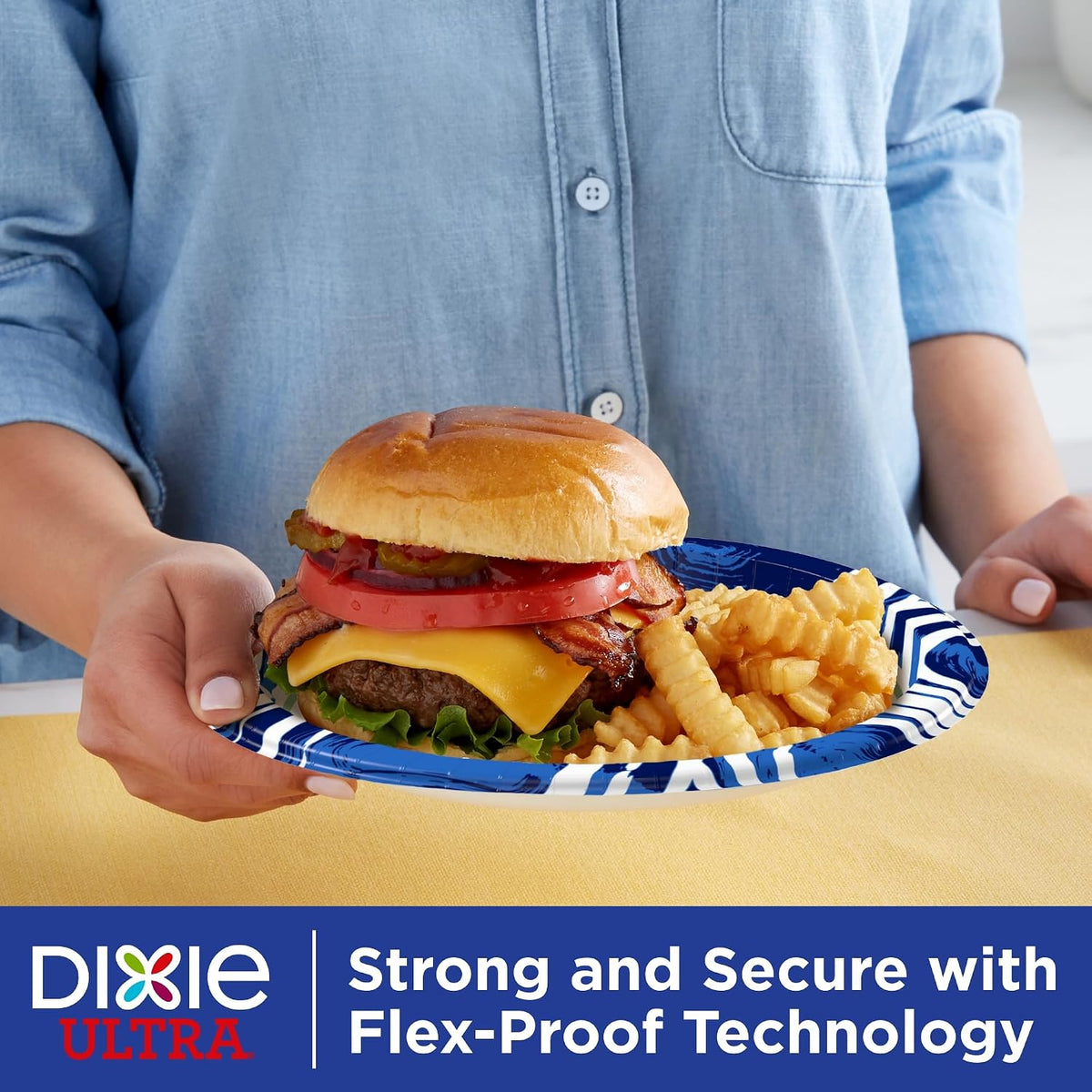 Medium Paper Plates, 8.5 Inch, 64 Count, 3X Stronger*, Heavy Duty, Microwave-Safe, Soak-Proof, Cut Resistant